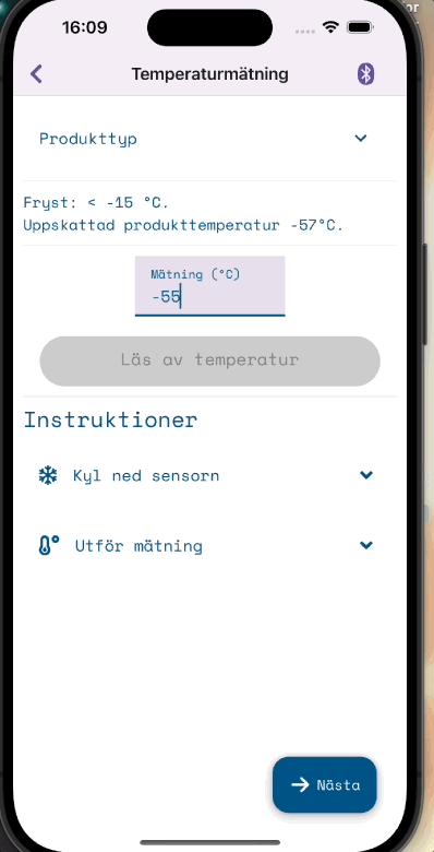 MobiOnes app för temperatur och transport